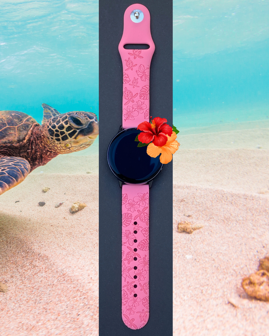 Hibiscus Turtles 20mm Samsung Galaxy Watch Band