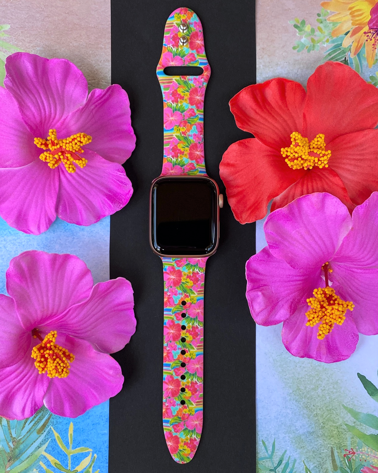 Colorful Hibiscus Apple Watch Band