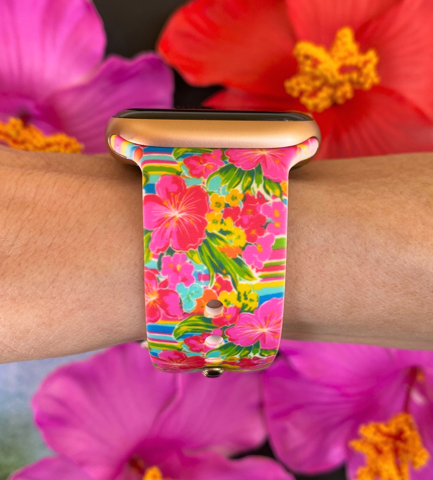 Colorful Hibiscus Apple Watch Band