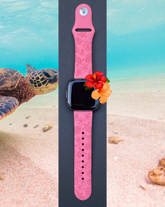 Hibiscus Turtles Fitbit Versa 1/2 Watch Band