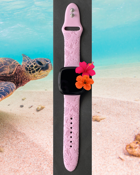 Hibiscus Turtles Fitbit Versa 3/Versa 4/Sense/Sense 2 Watch Band