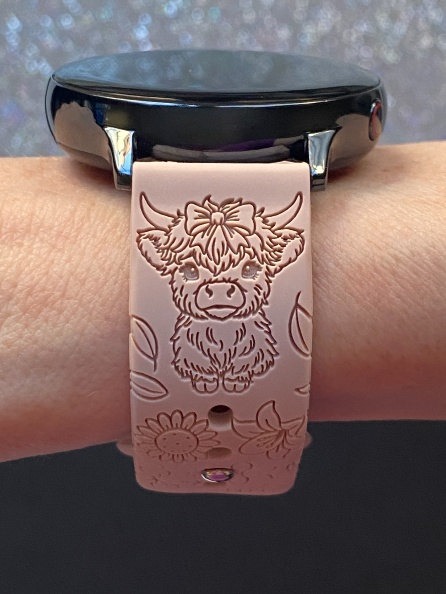 Highland Cow Floral 20mm Samsung Galaxy Watch Band