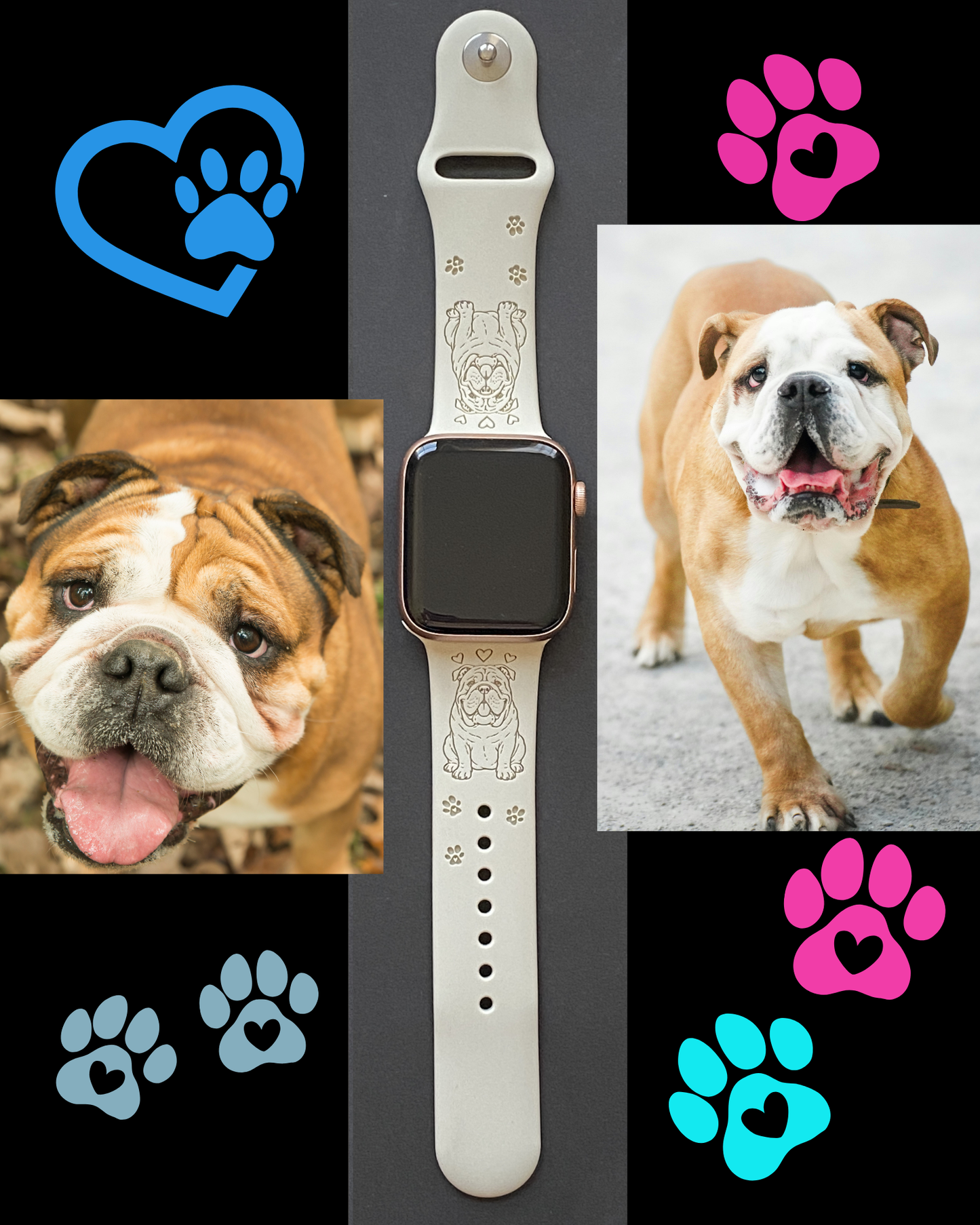 Joyful English Bulldog Watch Band For Apple Watch