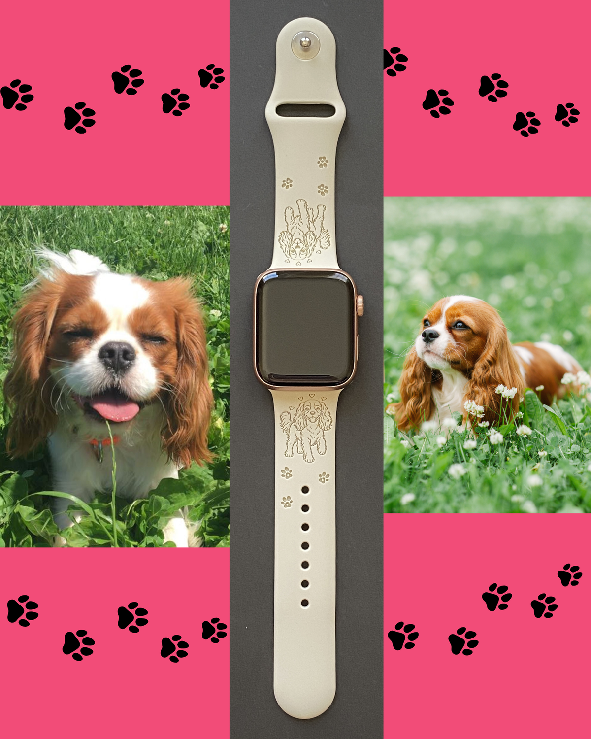 Joyful Cavalier King Charles Spaniel Dog Watch Band For Apple Watch