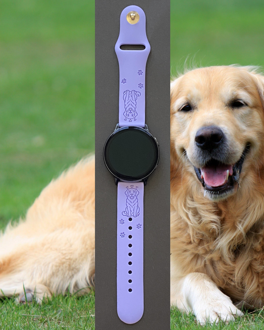 Joyful Golden Retriever Dog 20mm Samsung Galaxy Watch Band