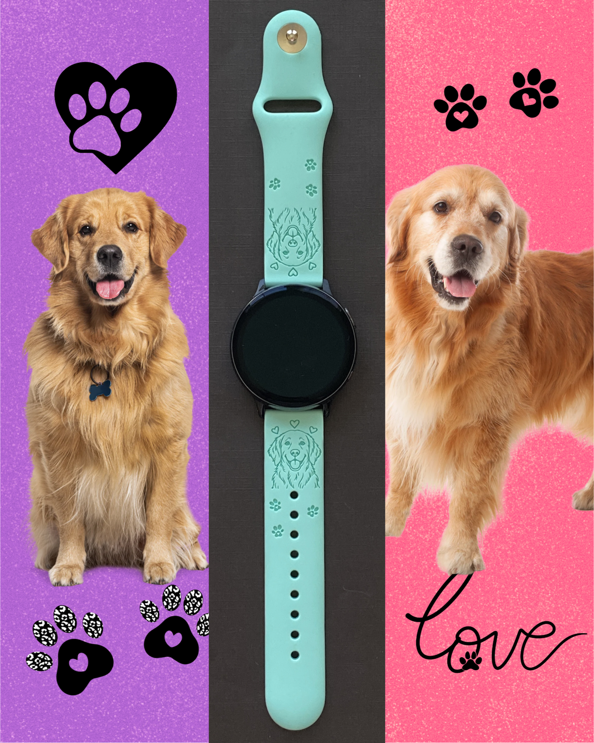 Cheerful Golden Retriever 20mm Samsung Galaxy Watch Band
