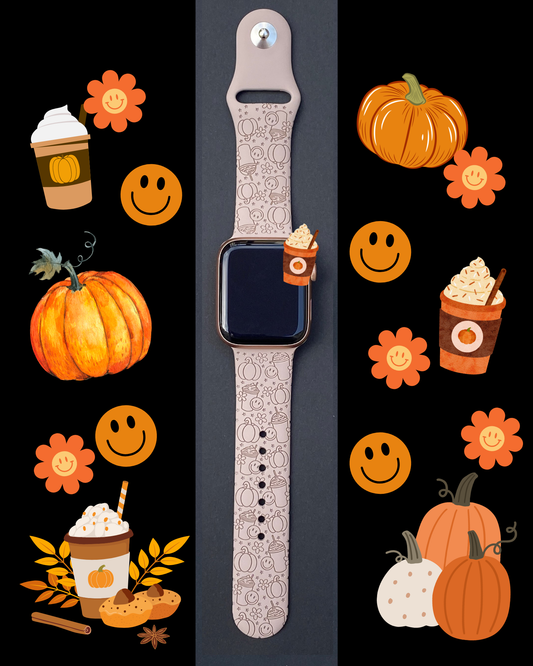 Pumpkin Spice Latte Smiley Apple Watch Band