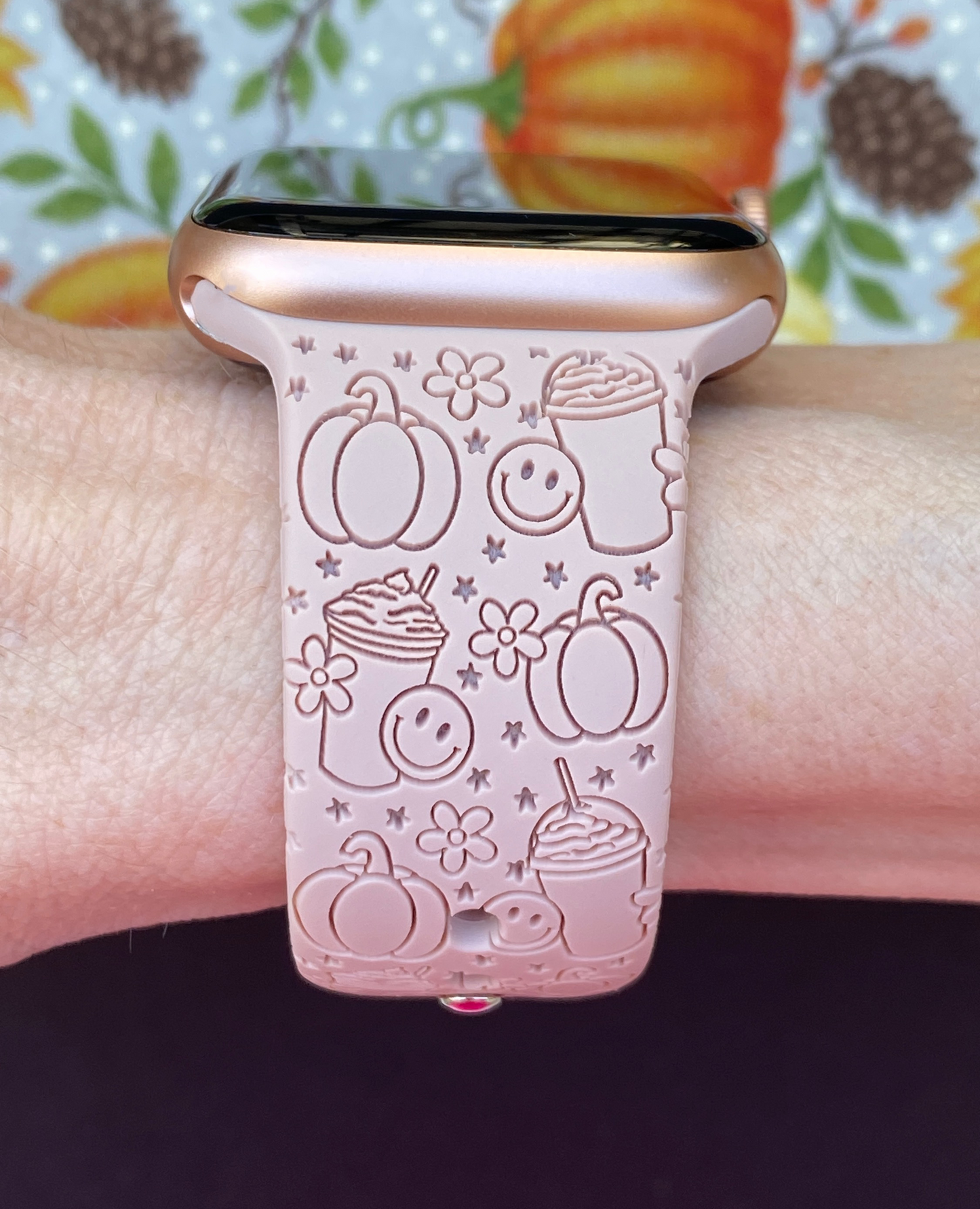 Pumpkin Spice Latte Smiley Apple Watch Band