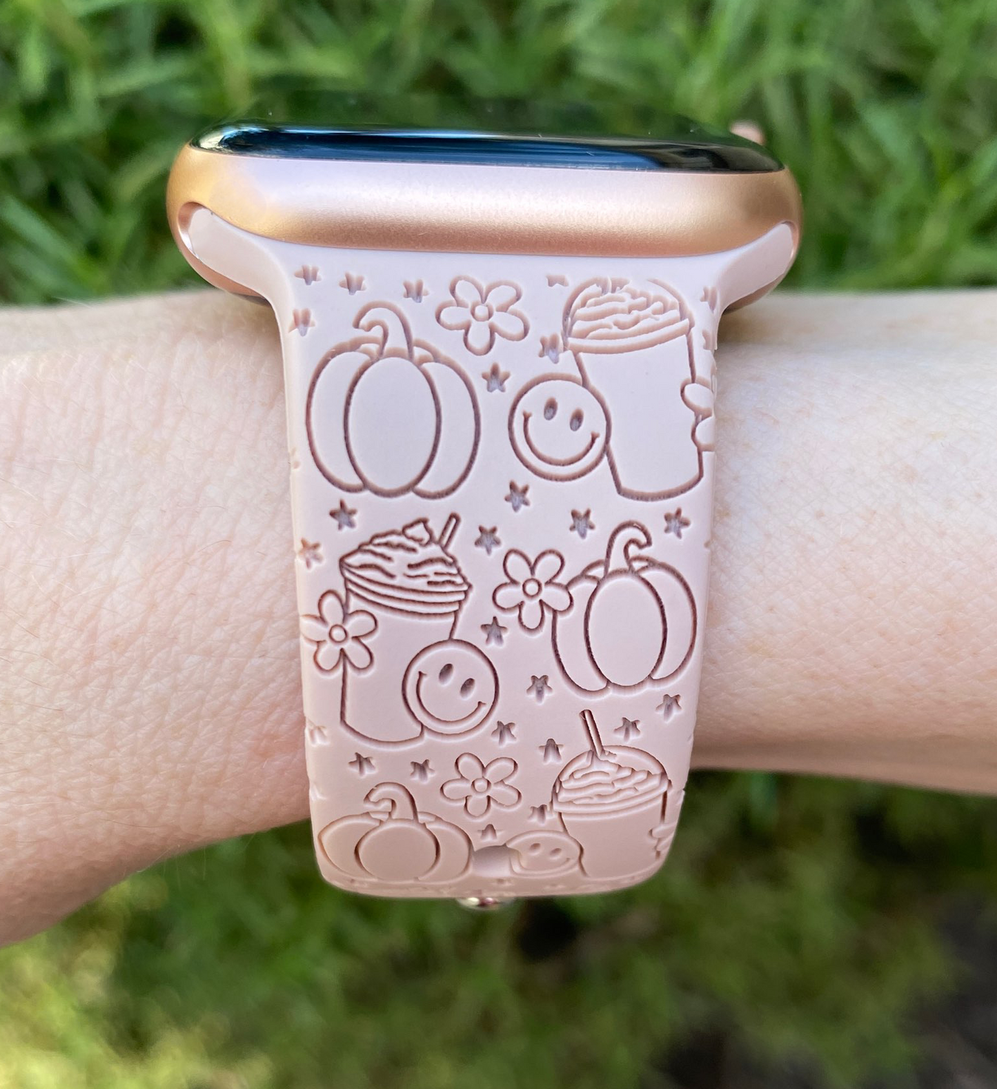 Pumpkin Spice Latte Smiley Apple Watch Band