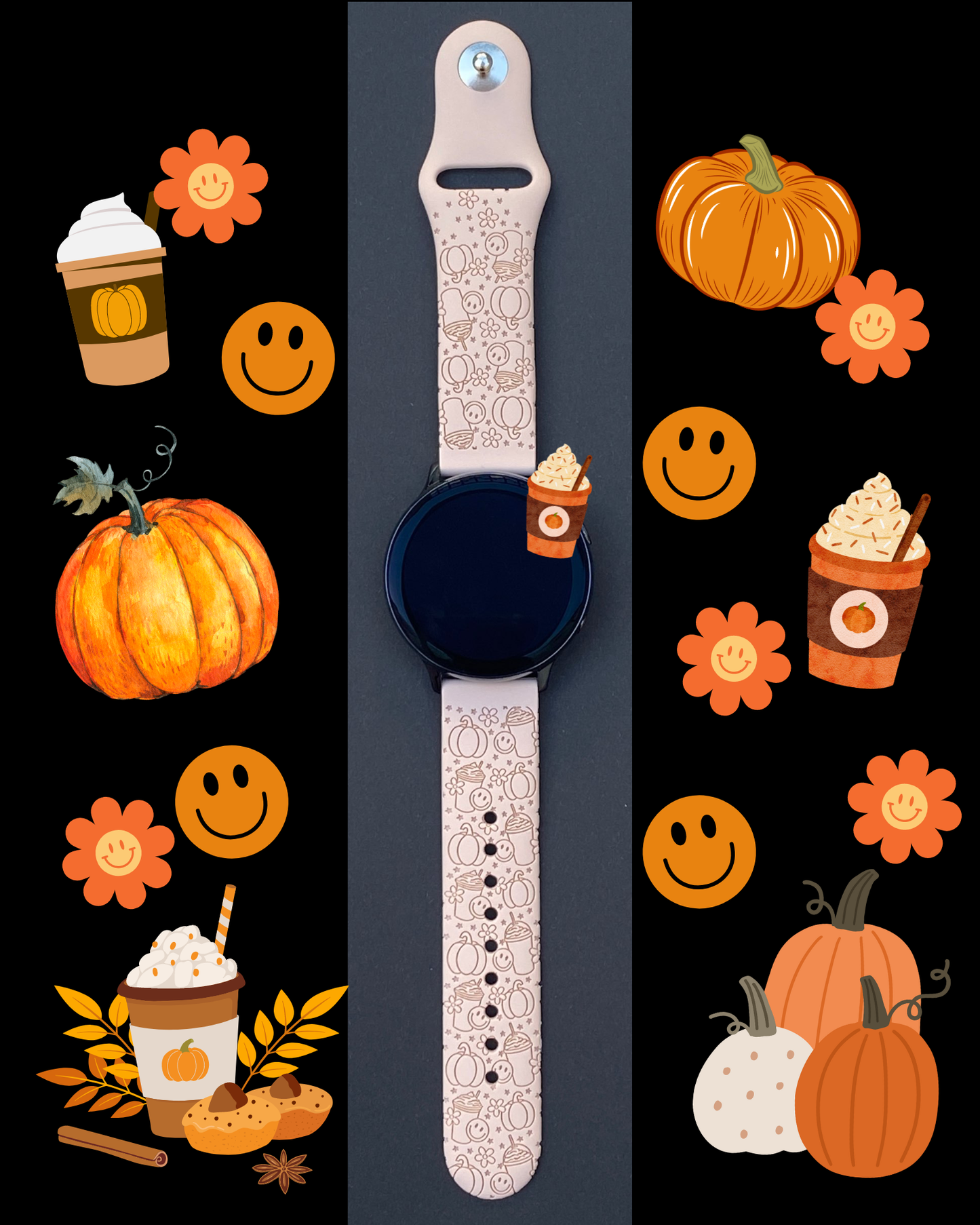 Pumpkin Spice Latte Smiley 20mm Samsung Galaxy Watch Band