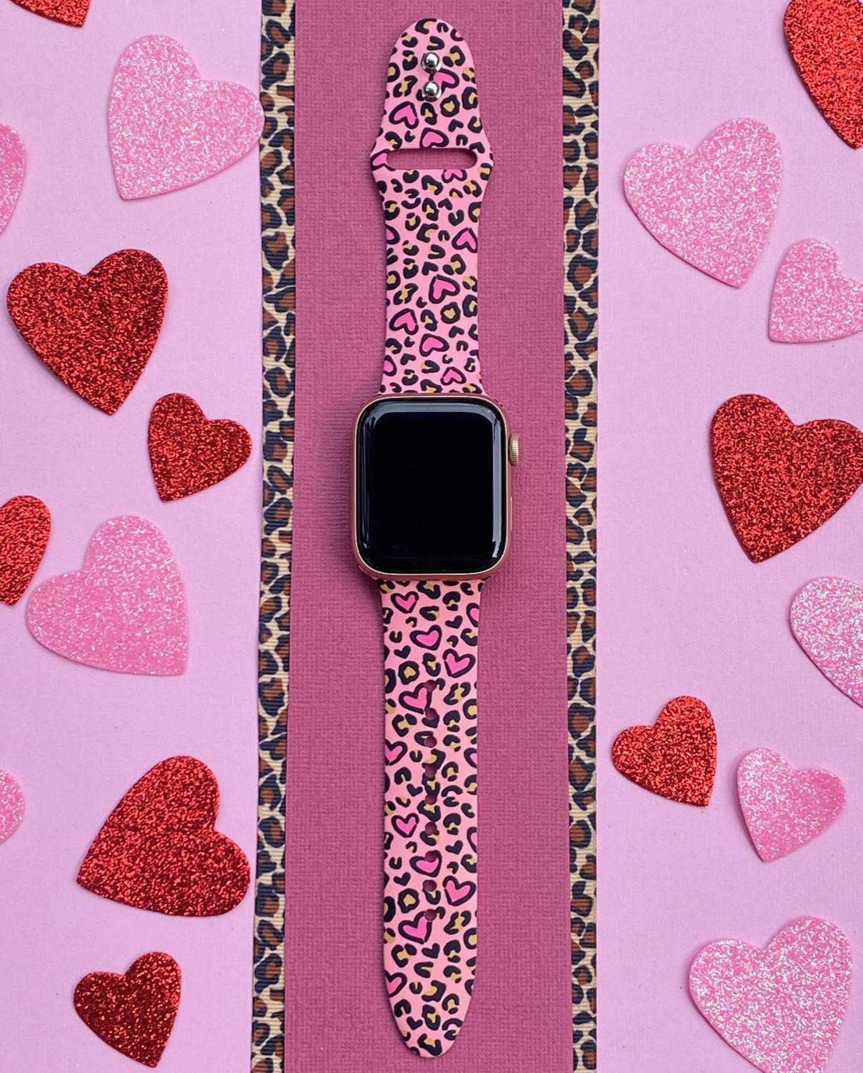 Leopard Hearts Apple Watch Band