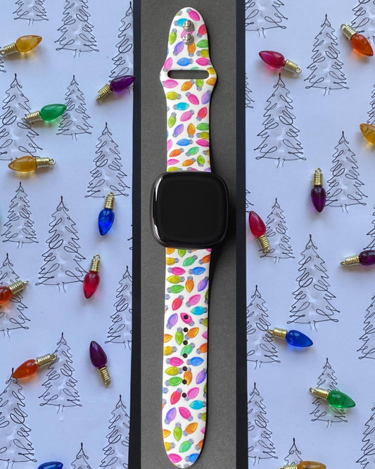Christmas Lights White Fitbit Versa 3/Versa 4/Sense/Sense 2 Watch Band