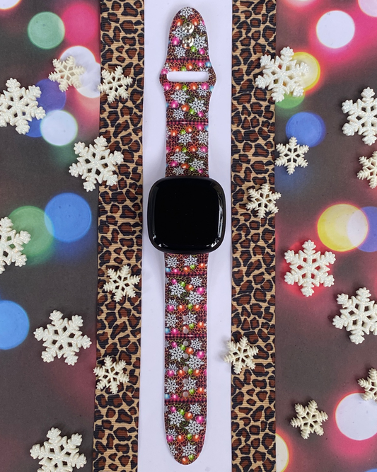 Christmas Lights Leopard Fitbit Versa 3/Versa 4/Sense/Sense 2 Watch Band