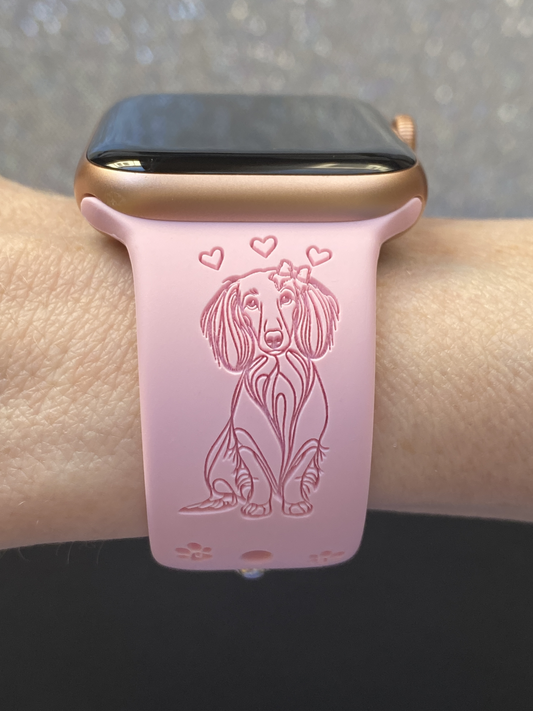 Long Haired Dachshund with Bow Dog Watch Band For Apple Watch