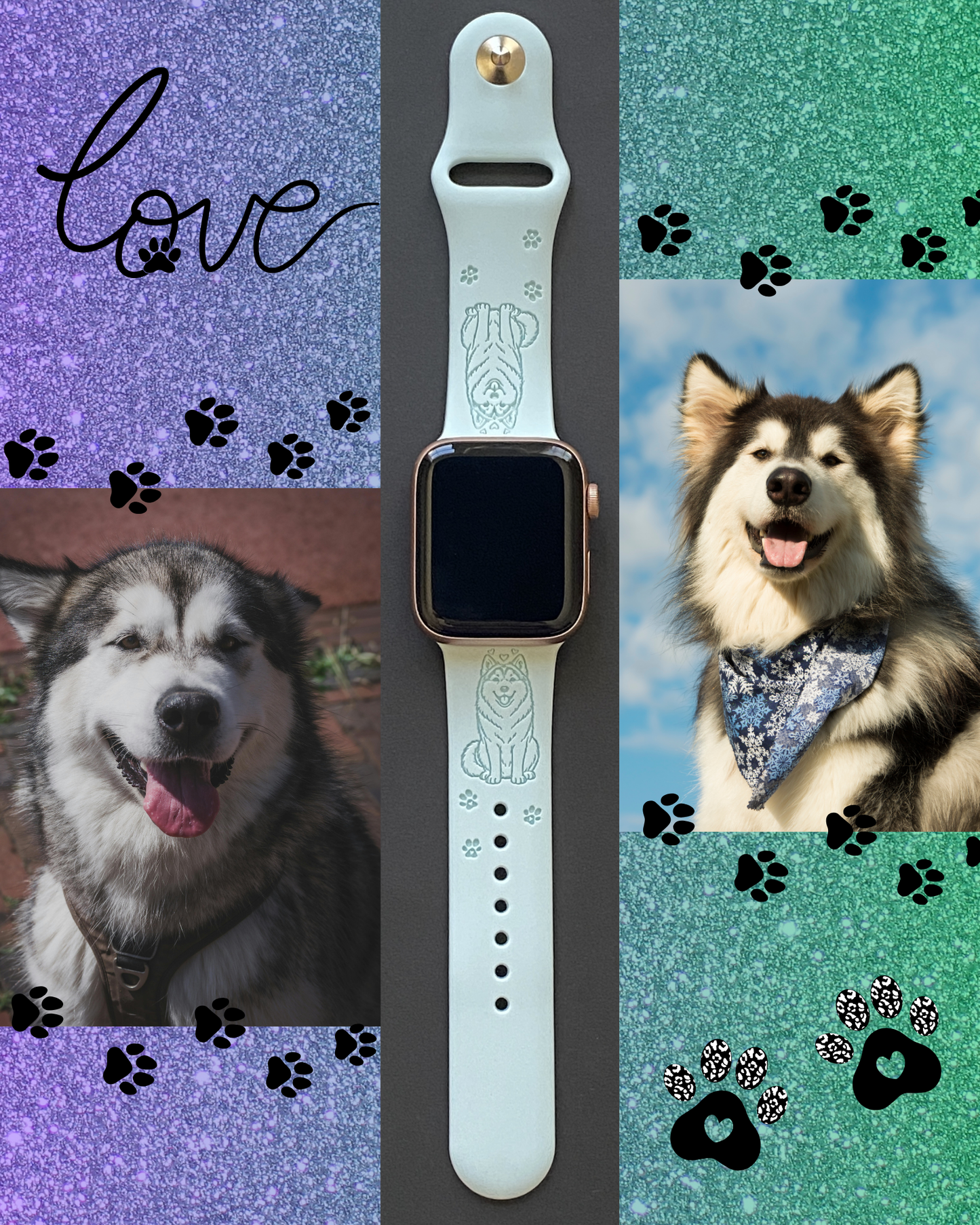 Happy Alaskan Malamute Dog Watch Band For Apple Watch