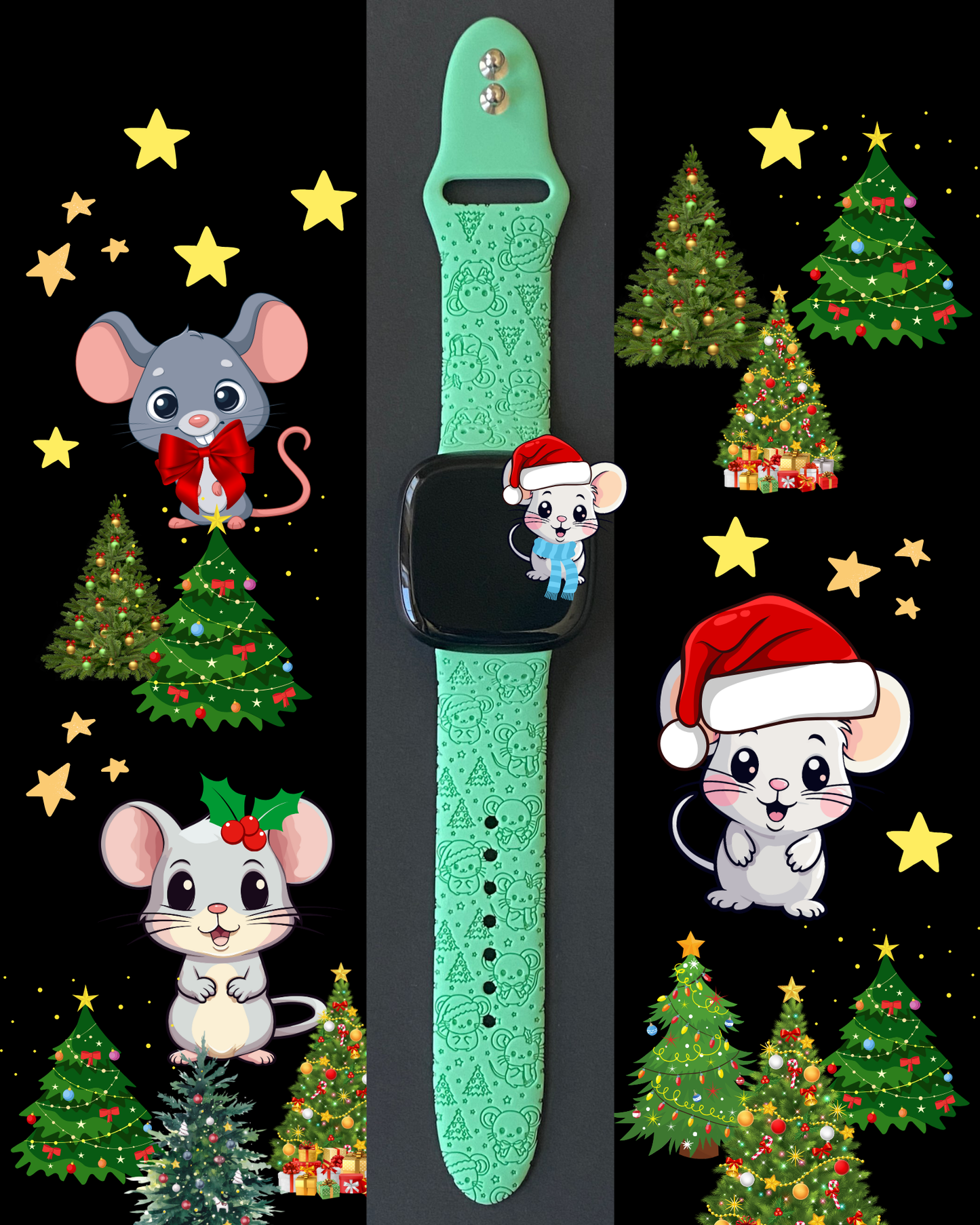 Christmas Mice Fitbit Versa 3/Sense Watch Band