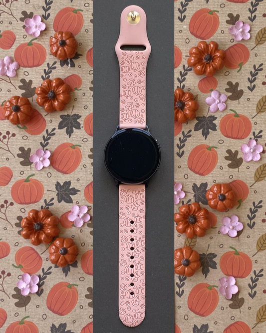 Whimsical Pumpkin Floral 20mm Samsung Galaxy Watch Band