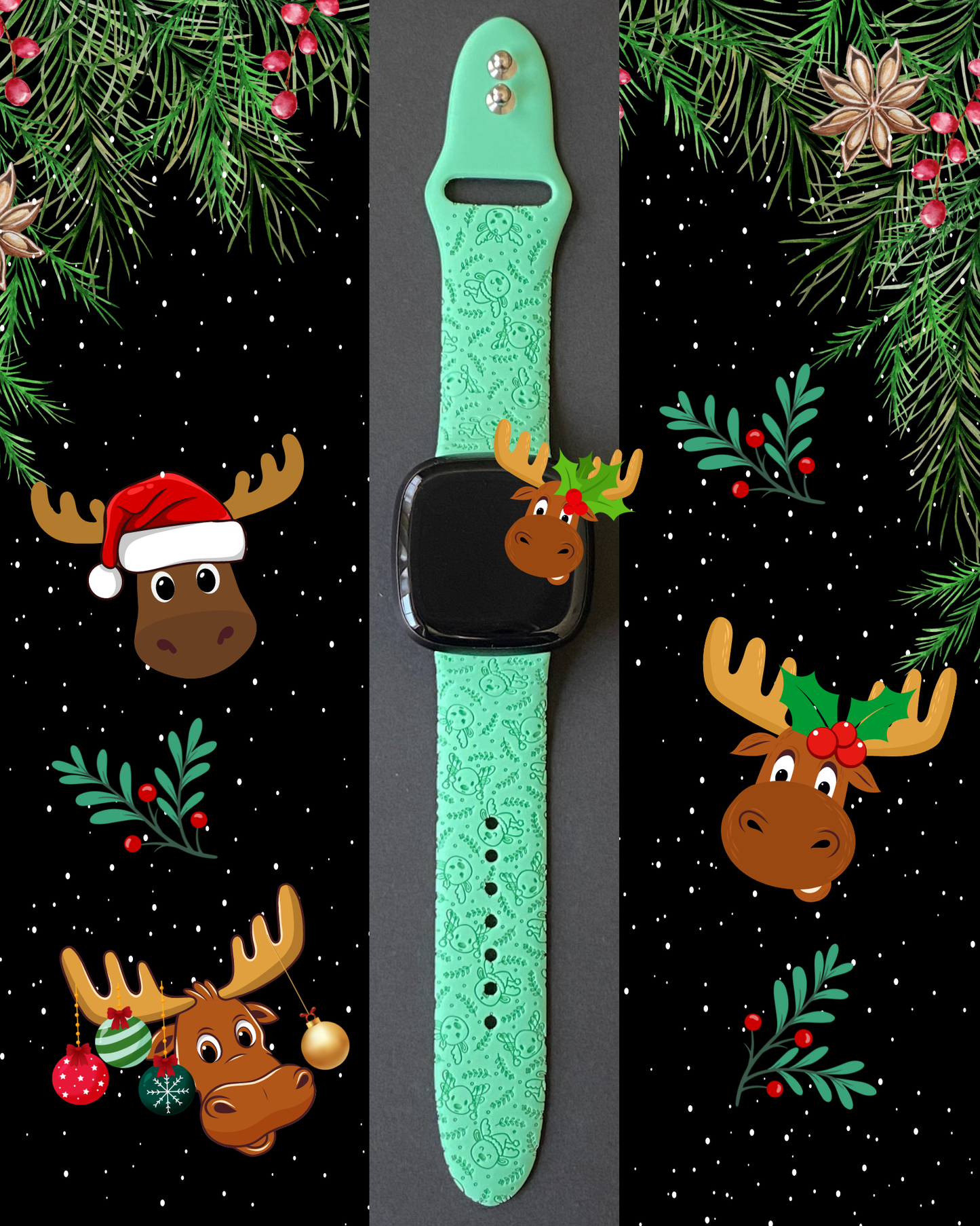 Christmas Moose Fitbit Versa 3/Sense Watch Band