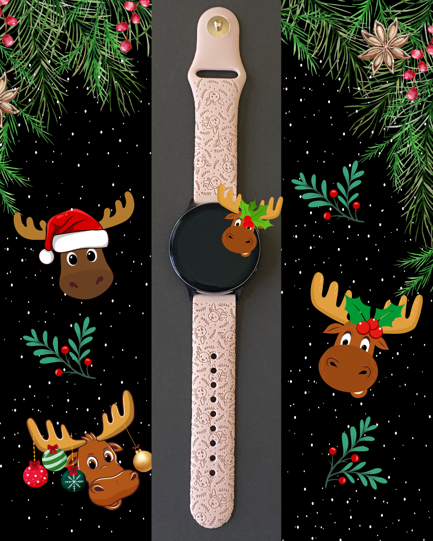 Christmas Moose 20mm Samsung Galaxy Watch Band