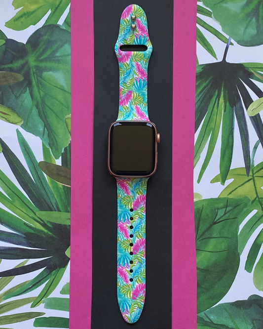 Neon Palm Fronds Watch Band For Apple Watch