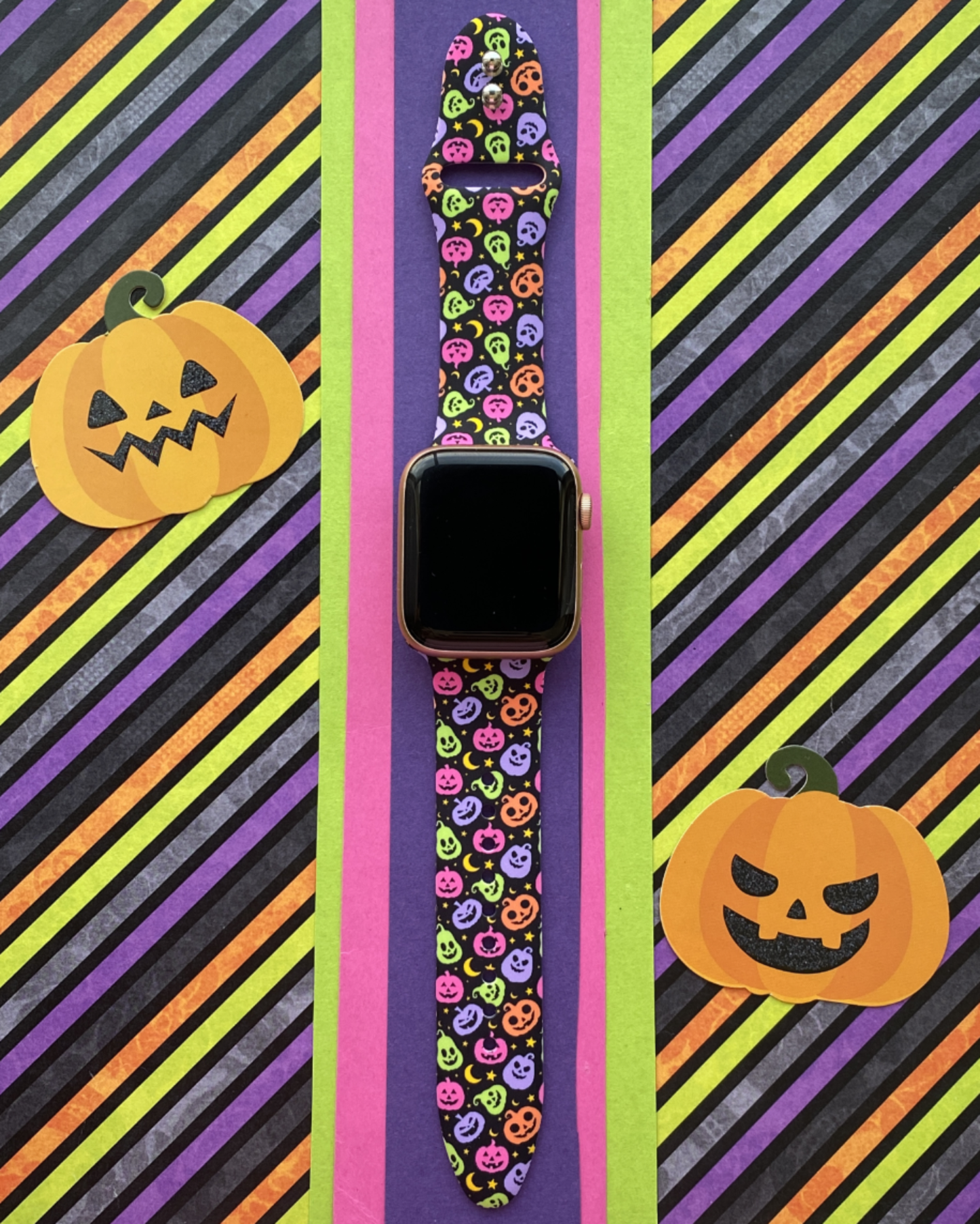 Neon Pumpkins Watch Band For Apple Watch