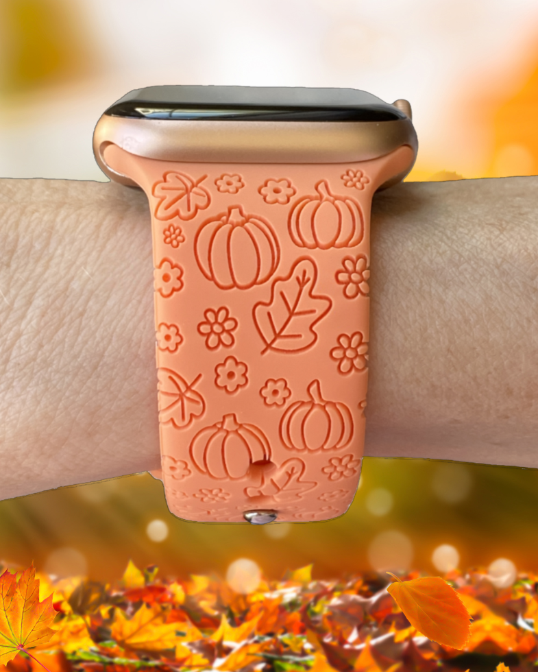 Whimsical Pumpkin Floral Watch Band For Apple Watch
