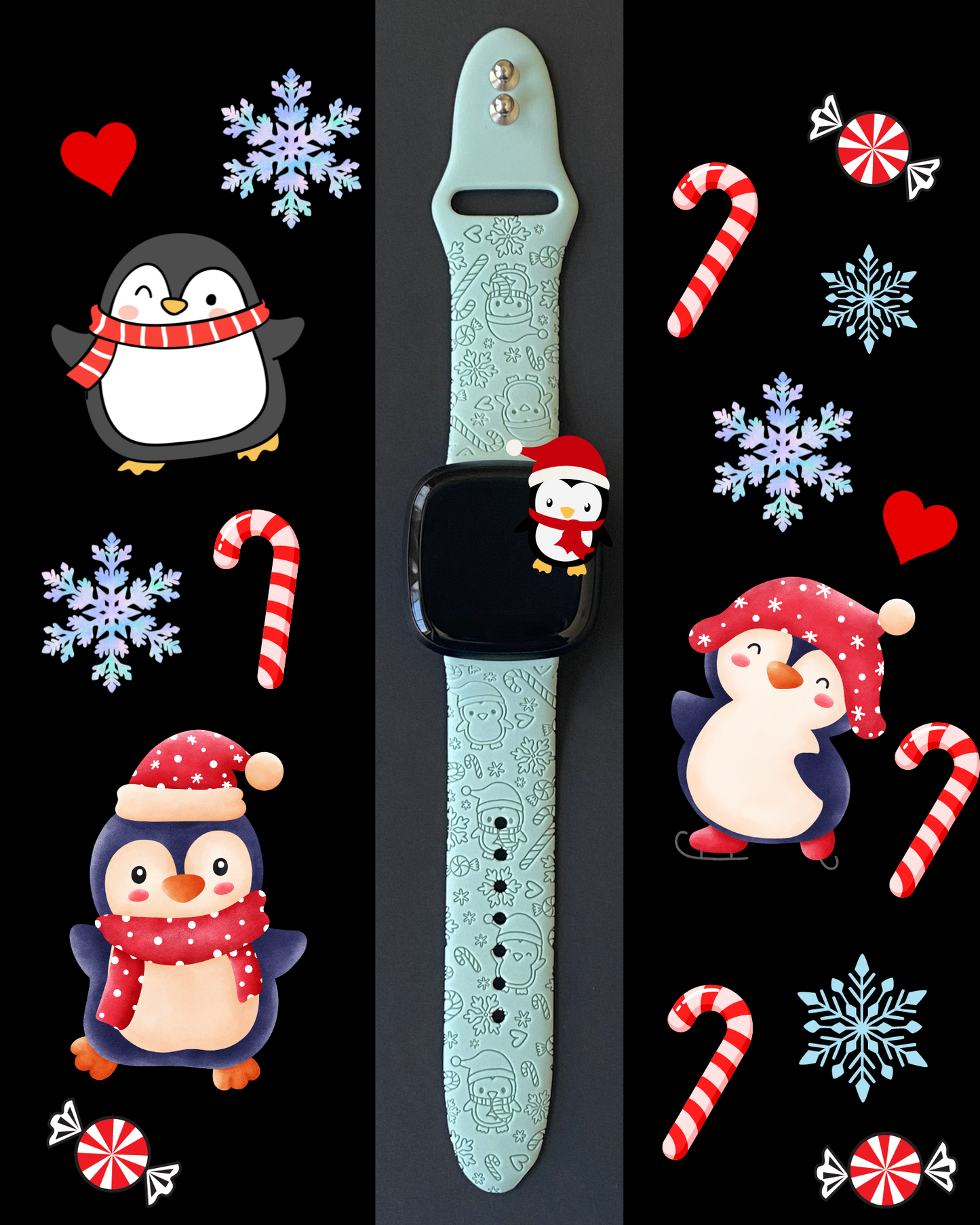 Winter Penguins Fitbit Versa 3/Versa 4/Sense/Sense 2 Watch Band