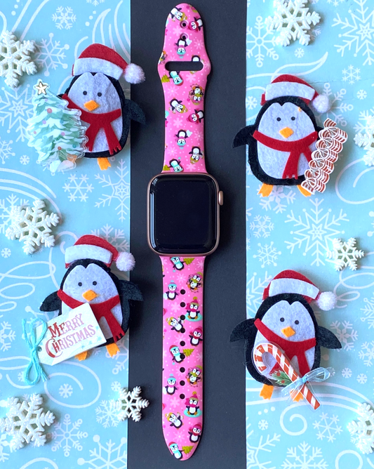 Pink Winter Penguins Apple Watch Band