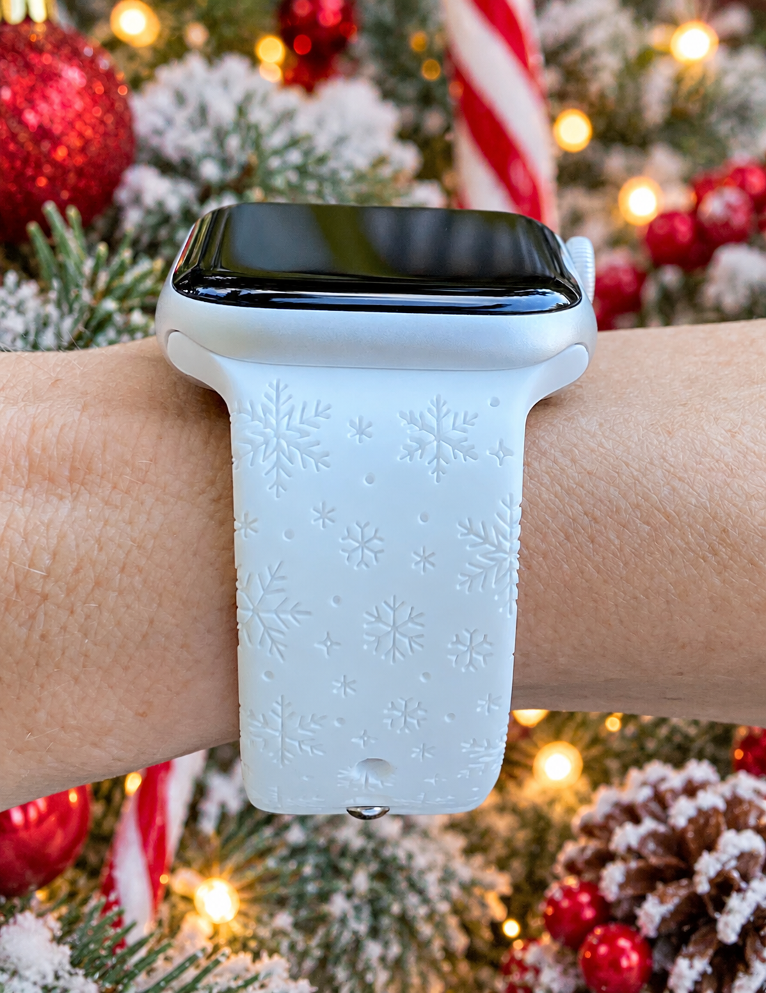 White Snowflake Watch Band For Apple Watch