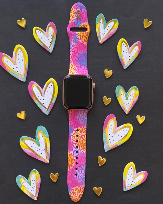 Colorful Valentine Hearts Apple Watch Band