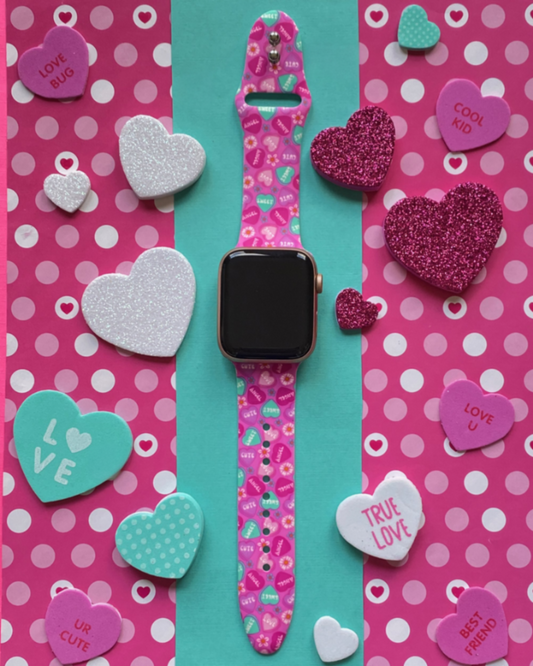 Pink Candy Hearts Apple Watch Band