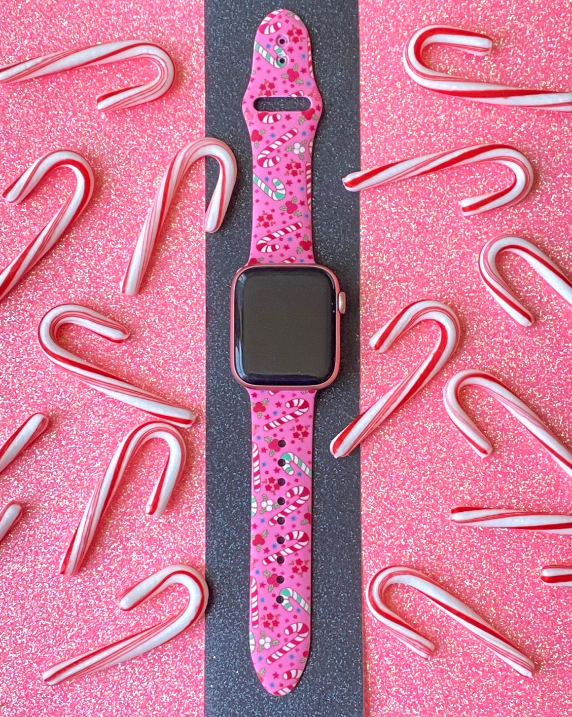 Pink Candy Canes Apple Watch Band