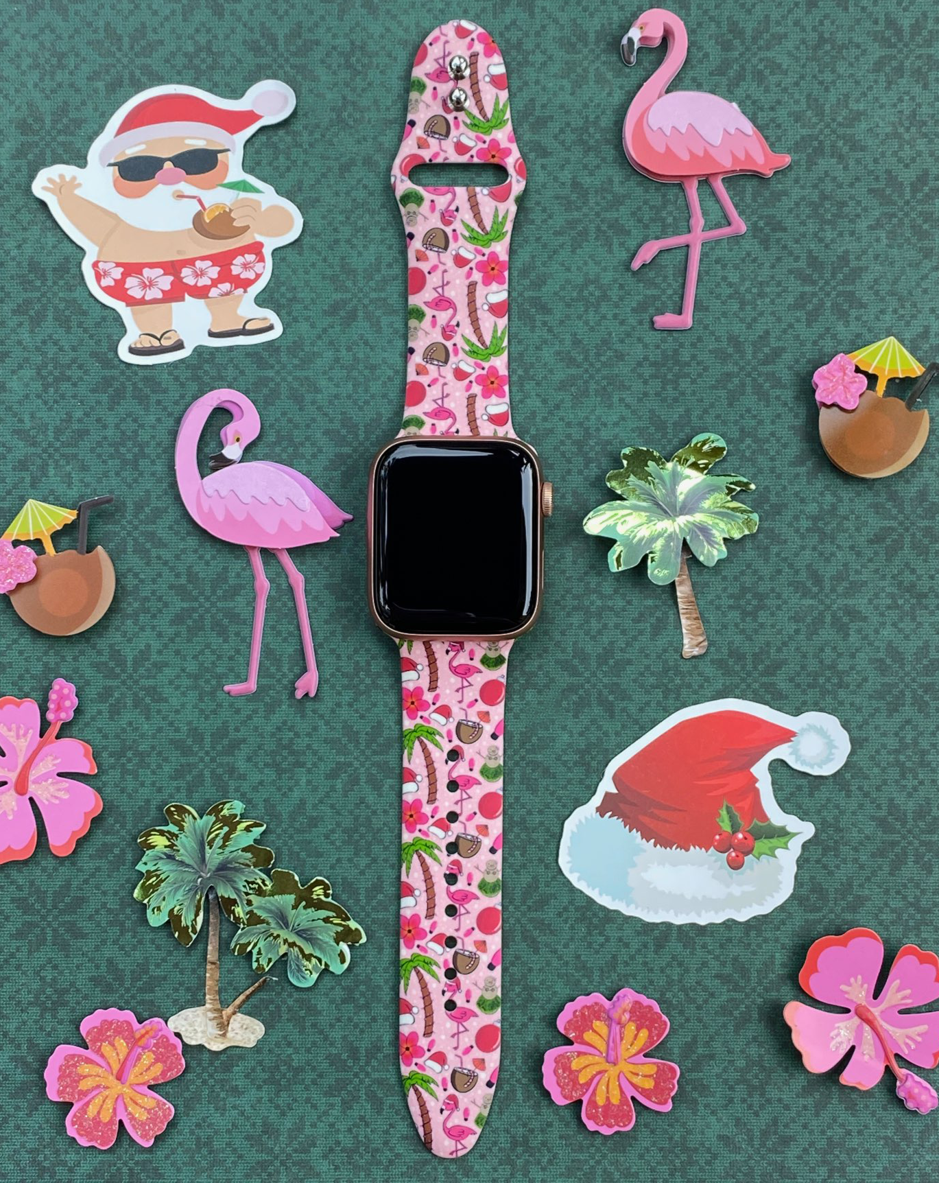 Pink Flamingo Christmas Apple Watch Band