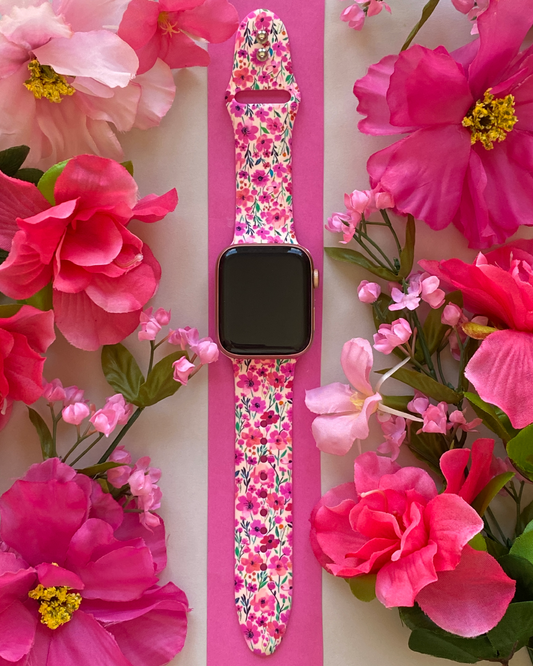 Pink Wildflowers Watch Band For Apple Watch