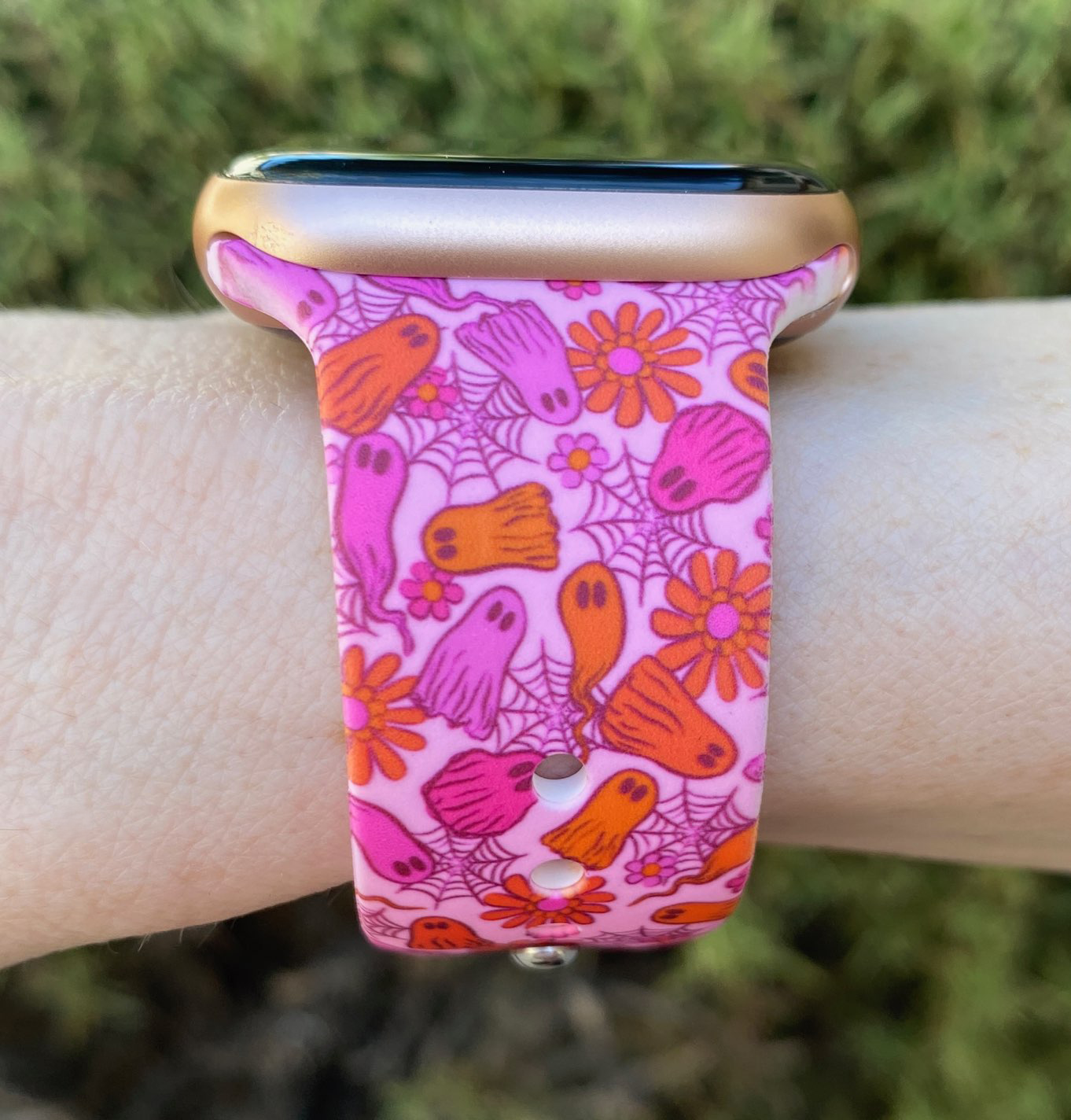 Pink Ghosts Halloween Apple Watch Band