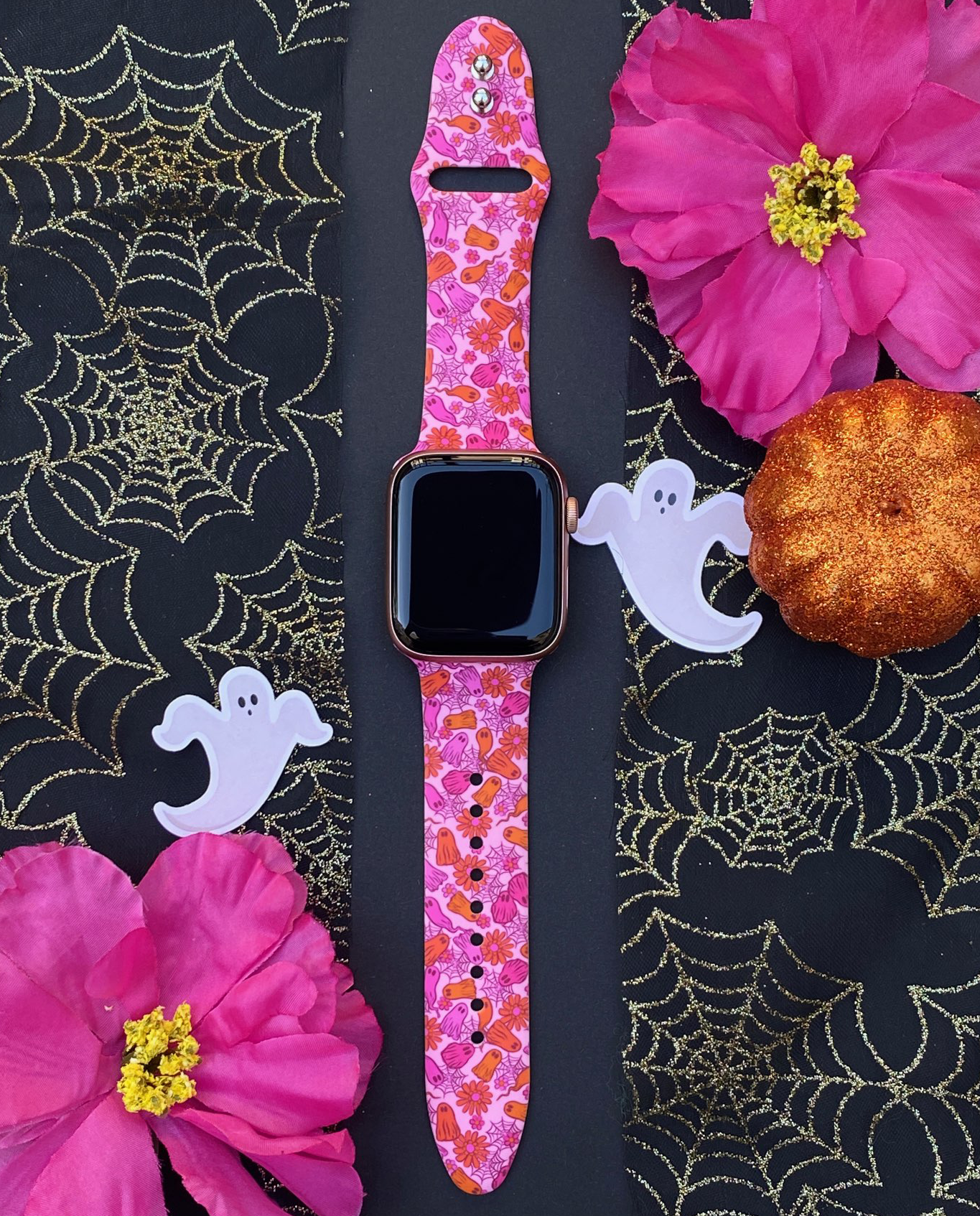 Pink Ghosts Halloween Apple Watch Band