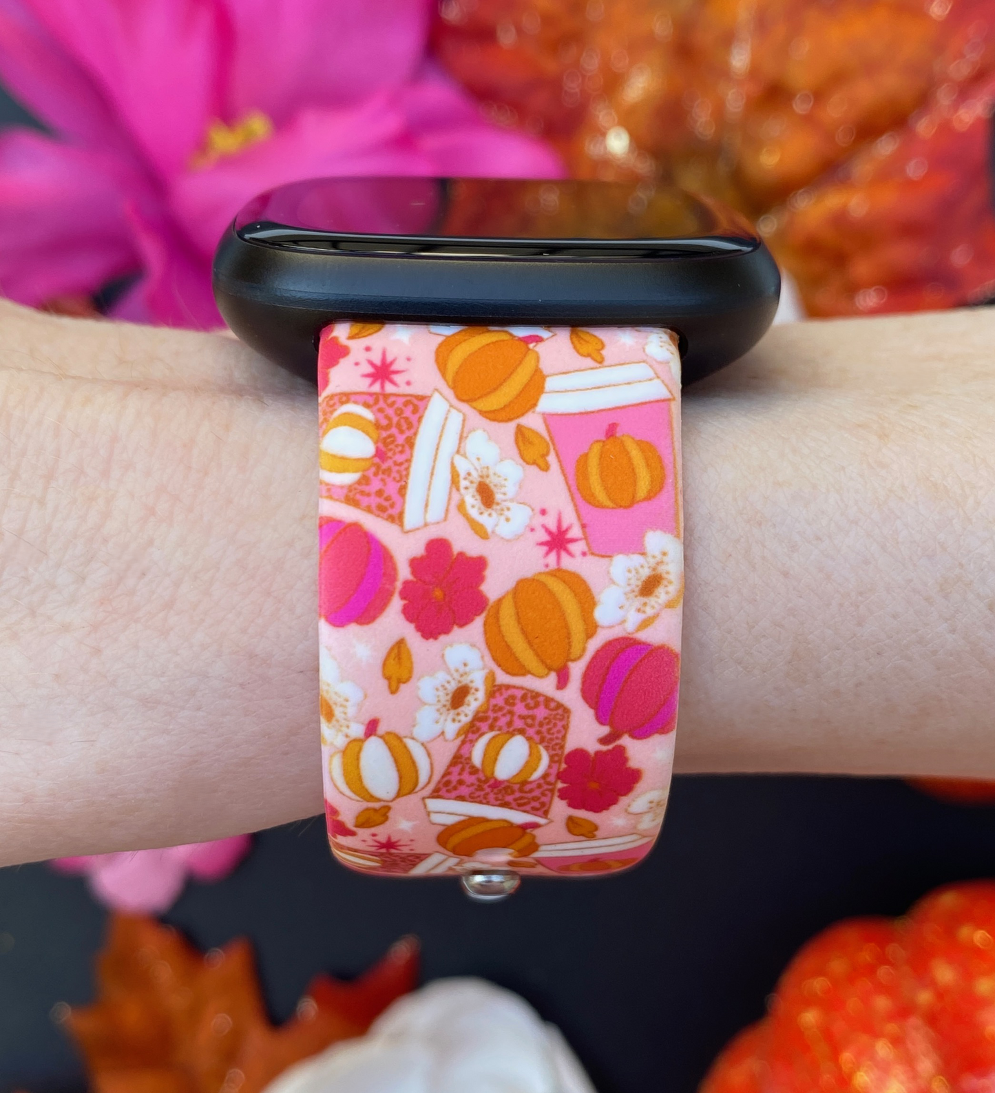 Pink Pumpkin Spice Lattes Fitbit Versa 1/2 Watch Band