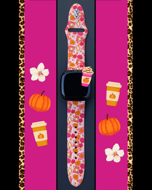 Pink Pumpkin Spice Lattes Fitbit Versa 1/2 Watch Band