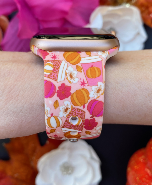 Pink Pumpkin Spice Lattes Apple Watch Band