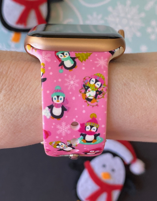 Pink Winter Penguins Apple Watch Band