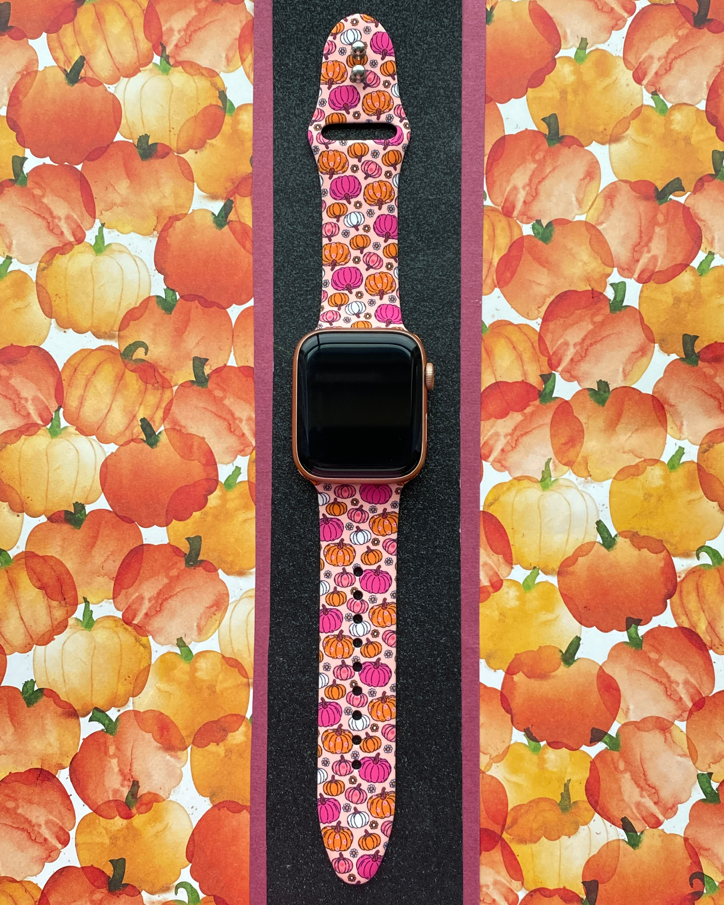 Pink and Orange Pumpkins Watch Band For Apple Watch