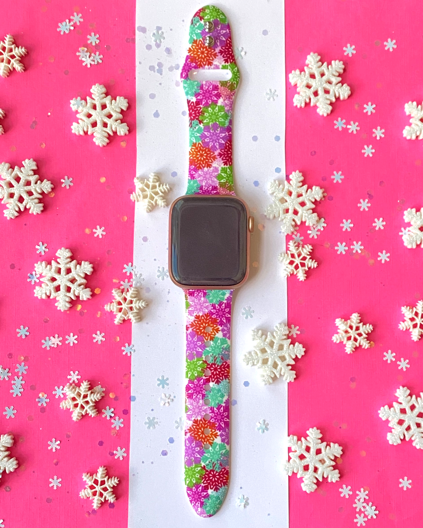 Pink Snowflakes Apple Watch Band