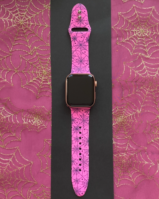 Pink Spider Webs Watch Band For Apple Watch