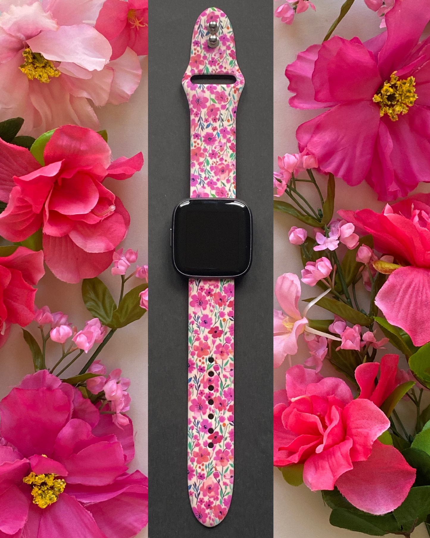 Pink Wildflowers Fitbit Versa 1/2 Watch Band