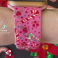 Pink Candy Canes Apple Watch Band