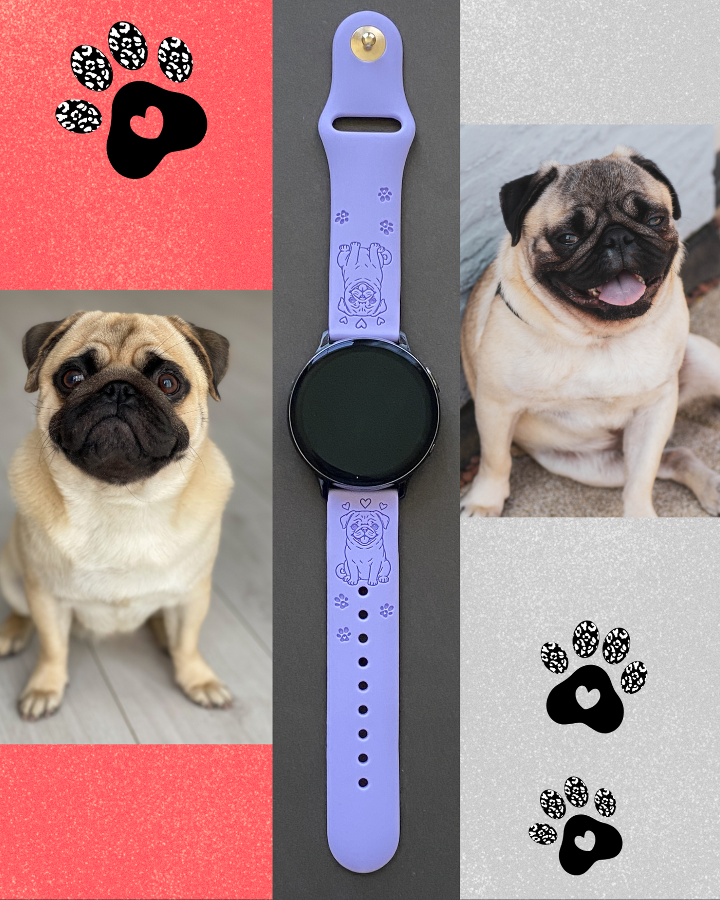 My Little Pug Dog 20mm Samsung Galaxy Watch Band