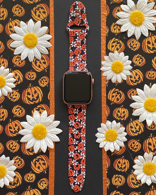 Pumpkin and Flowers Watch Band For Apple Watch