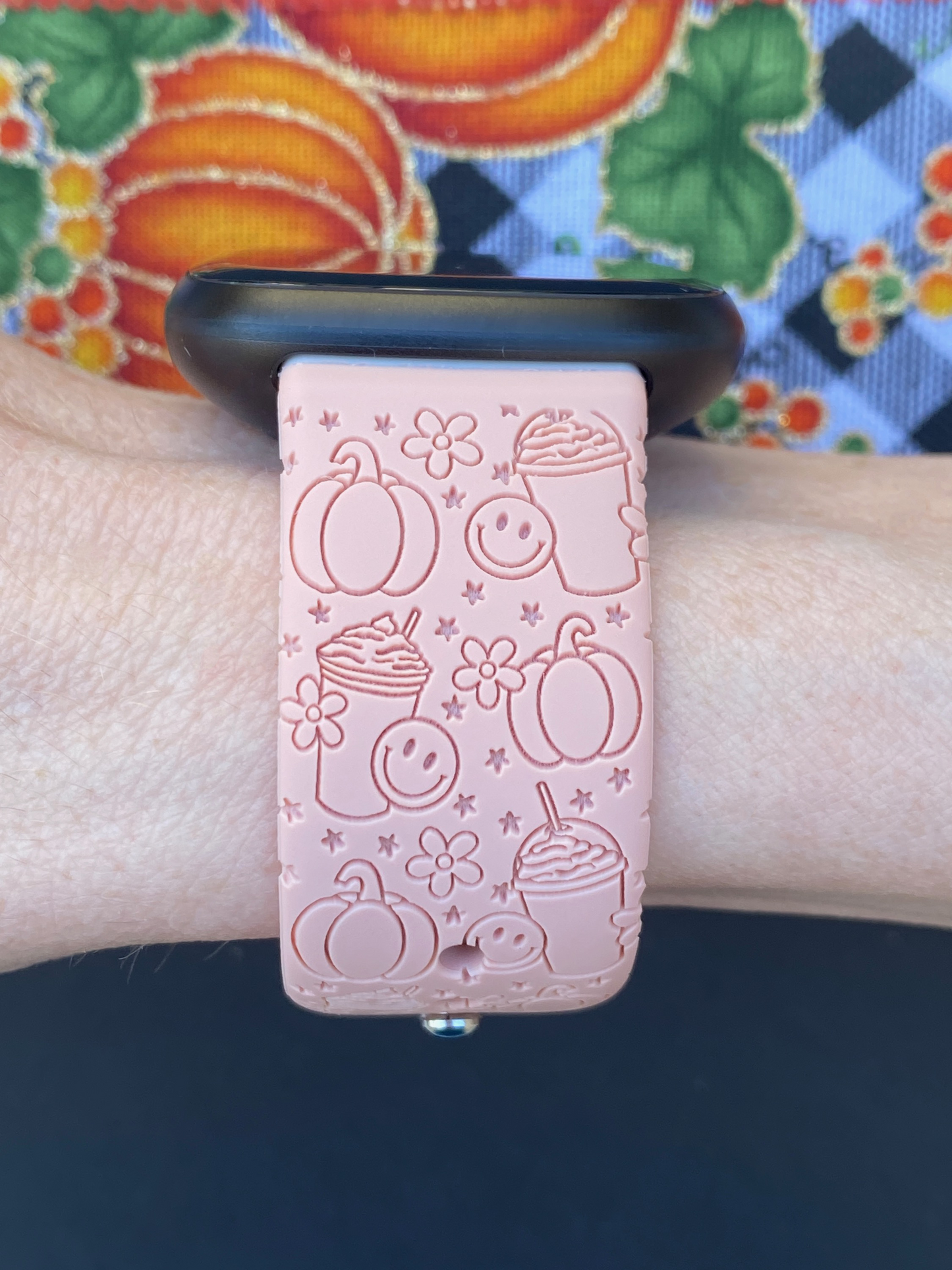 Pumpkin Latte Smiley Fitbit Versa 3/Versa 4/Sense/Sense 2 Watch Band