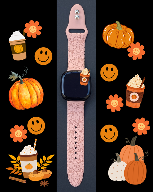 Pumpkin Latte Smiley Fitbit Versa 3/Versa 4/Sense/Sense 2 Watch Band