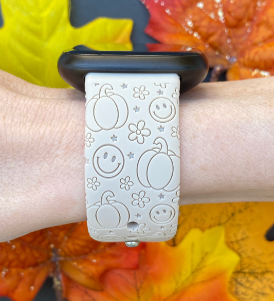 Pumpkin Smiley Fitbit Versa 3/Versa 4/Sense/Sense 2 Watch Band